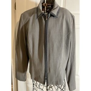 DANNY & NICOLE Gray Zip Front Jacket Women's Size 16 Lightweight Blazer